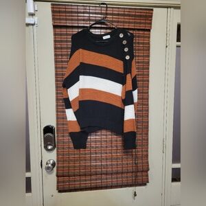 Striped Sweater with Button Detail